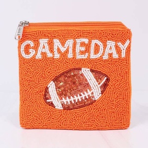 Gameday Beaded Coin Purse Handmade Personalized Sports Theme Rectangular Shape Cotton <b>Foundation</b> Fashion Party Use Purse - Product Image 3
