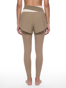 High Waist Yoga <b>Leggings</b> With <b>Short</b> Overlay Solid Color Seamless Four-Way Stretch Pants <b>Women</b> Fitness Workout Wear - Product Image 4