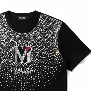 Camiseta Personalizada con Logotipo de Diamantes de Imitación, Estilo Veraniego, Corte Holgado, Decoración de Cristales, Ropa Urbana para Hombre - Product Image 2