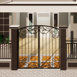 Portail en fer forgé sur mesure pour maisons avec allée et clôture décorative pour entrée de jardin, design pour villas avec revêtements en poudre - Product Image 1