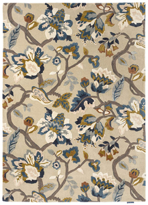 Alfombra de Lana de Nueva Zelanda Hecha a Mano por Rugfine, Color Verde Azulado y Marfil, Alfombra Artesanal de Primera Calidad con Elegante Diseño Botánico - Product Image 2