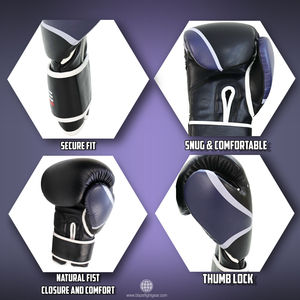 Premium Leather Boxing Gloves for Training Sparring Heavy Bag Work Muay Thai Kickboxing MMA with <b>Velcro</b> Wrist <b>Strap</b> 8oz 10 oz - Product Image 5