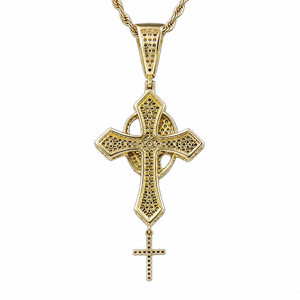 <b>Cross</b> <b>Necklace</b> Moissanite 18K Yellow Gold Plated Classic Hip Hop Iced Out GRA Certified Jewelry for <b>Men</b> - Product Image 3