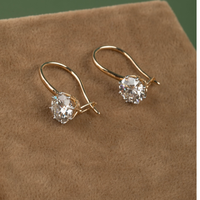 Anting-anting gantung berlian bulat Bali emas kuning 14K, perhiasan elegan mewah untuk wanita, hadiah istimewa 3 05 Ctw