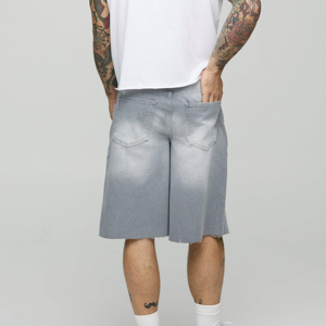 Shorts de Mezclilla Desgastados para Hombre, Shorts Casuales de Jean Rotos con Cintura Elástica y Cordón Ajustable, Largura hasta la Rodilla, Ropa Urbana de Verano - Product Image 4