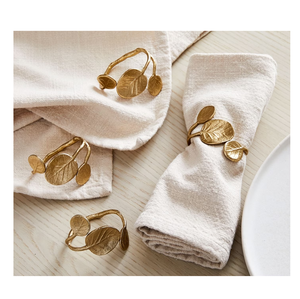 Anneaux de serviette en laiton, design palmier, 6 pièces, anneaux de serviette en laiton luxueux, best-seller, porte-serviettes - Product Image 4
