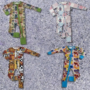 Combinaisons en bambou pour bébé ZP, vente en gros, mignonnes, courtes, fermeture éclair bidirectionnelle, unisexe, imperméables, écologiques, taille/couleur aléatoire pour enfants HUNAR - Product Image 1