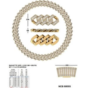 Collier chaîne cubaine en diamant de 22 mm, or massif 14 carats, taille baguette ronde, diamants de laboratoire, fermoir boîte de luxe, style hip-hop lourd, bijoux - Product Image 3