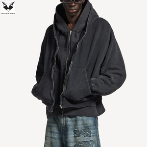 Sweat à capuche élégant à double couche avec capuche intérieure contrastante, style streetwear oversize, tissu épais, fermeture éclair personnalisée, pour homme, hiver - Product Image 5