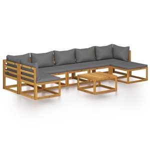 Ensemble de salon de patio en bois d'acacia massif 8 pièces avec coussins ensembles de jardin - Product Image 2