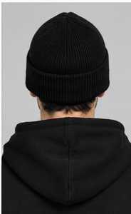 Black Knitted <b>Beanie</b> <b>Hat</b> for Men 100% <b>Wool</b> Winter Warm Cap Casual Solid Color Hand Made Adult Size 56-58CM Cycling - Product Image 2