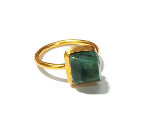 Bague Statement en Émeraude Naturelle Plaqué Or Argent Sterling 925 Faite à la Main, Pierre Précieuse Verte, Bijoux Vente en Gros, Style Bohème Élégant - Product Image 1