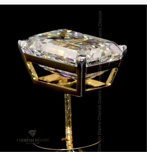 Trendy <b>Emerald</b> Cut <b>Stud</b> with Lab Created Diamond Gold <b>Earrings</b> Fine Diamond Jewelry for Women's from Indian Supplier - Product Image 3
