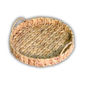 Handcrafted WATER HYACINTH <b>TRAY</b> FRUIT STORAGE BASKET with Metal Frame and Side Handles Decorative Serving <b>Tray</b> - Product Image 1