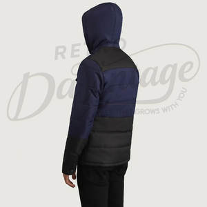 Chaqueta Acolchada Azul Marino para Hombre, con Contraste, Múltiples Bolsillos, Capucha, Estilo Táctico, Abrigo Acolchado para Invierno - Product Image 2