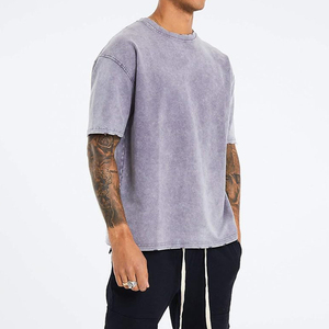 เสื้อยืดทรงบ็อกซี่ฟิตสำหรับผู้ชาย ล้างสีแบบแอซิดวอช แขนสั้น สไตล์สตรีทแวร์ เสื้อวินเทจ เสื้อยืดทรงบ็อกซี่ฟิต ล้างสีแบบแอซิดวอช รับผลิตแบบ OEM - Product Image 6