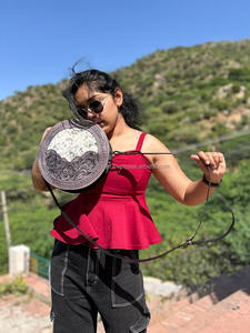 New Western Style Tooled Cowhide <b>Fur</b> Leather Canteen <b>Bag</b> Hand Tooled Round Shape Handbag Women Tooled Leather Shoulder Sling <b>Bag</b> - Product Image 3