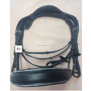 Brida inglesa anatómica de buena calidad para caballos, Noseband de cristal con brida de caballo de cuero, brida de caballo ecuestre - Product Image 1