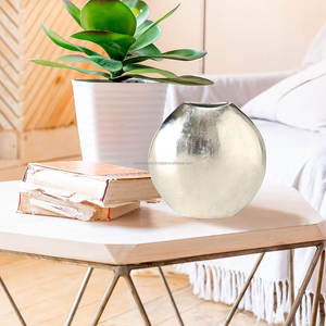 Modern Silver Sculptural <b>Table</b> <b>Vase</b> Metal Slim line Hand Made Cast Aluminum - Product Image 3