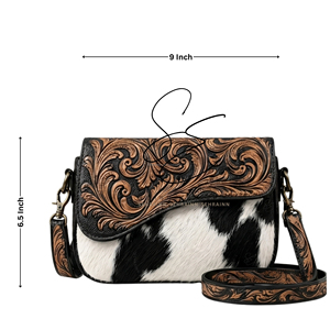 Handmade Hairon Cowhide Crossbody Bag for Women Vintage Western Tooled Leather Shoulder Purse Rustic Boutique Bag - Product Image 3