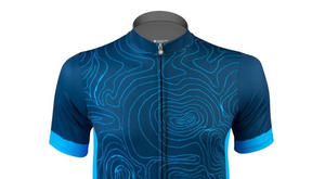 Maillot de Ciclismo Topográfico Azul para Hombre, Manga Corta, Transpirable, Camiseta Deportiva de Poliéster - Product Image 3