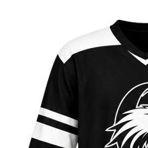 Black White Sublimation Ice Hockey Jersey Long Sleeve <b>Athletic</b> Team Uniform Match Shirt Outdoor Training Wear Hockey Sports - Product Image 5