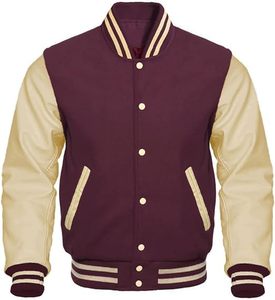 แจ็คเก็ตเบสบอลแขนยาวหลากสีแบบกำหนดเอง แจ็คเก็ตหนังแขนขนแกะสีต่างๆ สตรีทแวร์ ปักลายเชนีล แจ็คเก็ตผู้ชาย - Product Image 2