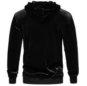 Jogging Hoodie Zipper Up Drop Shoulder Oversized <b>Sweatshirts</b> Zip Up <b>Velour</b> Velvet Black Hooded OEM Bulk Services Wholesale Buy - Product Image 2