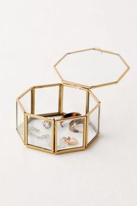 gold glass jewelry box beautify rose <b>mirrored</b> jewelry makeup organised - Product Image 2