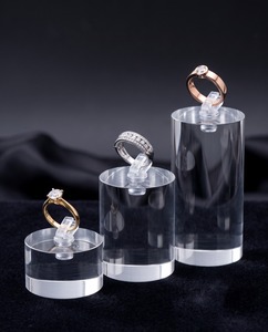 Elegant Modern Transparent Cylinder-Shaped Acrylic Ring Holder Block Stylish for Display Solution for Jewelry Organization - Product Image 4
