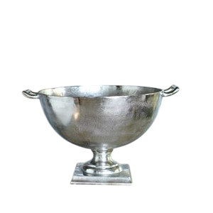 Cubo enfriador de champán de aluminio plateado con base y asas, diseño vintage, cubo de hielo metálico para vino, tina para bebidas para fiestas y eventos - Product Image 1