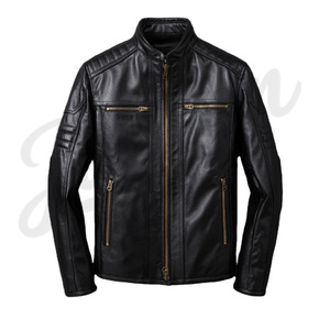 Chaqueta de Cuero Negra para Hombre, Estilo Clásico Urbano, Chaqueta de Motero, Fabricante OEM ODM, Chaqueta de Cuero PU para Hombre, Elegante, Casual y a la Moda - Product Image 4