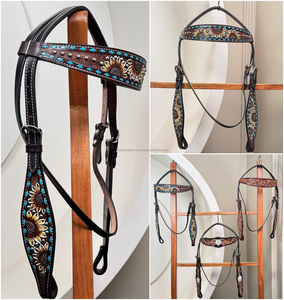 2025 venta al por mayor nueva llegada cabeza occidental de cuero mecanizado a mano con extremos de broca a presión cuero de vaca genuino para montar a caballo - Product Image 3