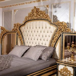 Juego de Dormitorio de Lujo Clásico Nelligan, Color Marfil Dorado, Cabecera Tapizada, Madera de Caoba Sólida Tallada a Mano, Superventas - Product Image 4
