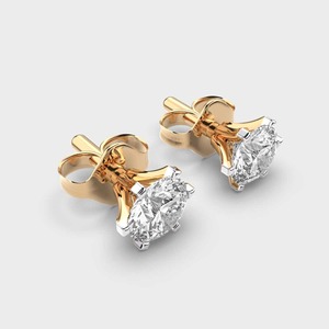 Pendientes de Diamantes Redondos de Corte Brillante Cultivados en Laboratorio con Certificación IGI, Oro Amarillo/Blanco/Rosa de 9K, Pendientes de Diamantes Solitarios - Product Image 3