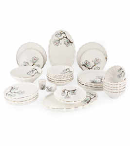 Service de table de luxe haut de gamme en porcelaine fine, 29 pièces, avec une élégance florale raffinée - Product Image 1