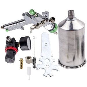 Kit Pistola a Spruzzo Pneumatica HVLP 2.5mm con Regolatore e Manometro, Alimentazione a Gravità per Verniciatura Auto, Capacità Tazza 600ml, Supporto OEM - Product Image 1
