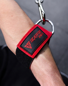 EUCALYPTUS SPORTS Wrist Support <b>Straps</b> Red Nylon Adjustable D-Ring Weight Lifting Strength Training Unisex - Product Image 5