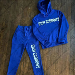 Survêtements personnalisés survêtement épais polaire 100% coton deux pièces sweats à capuche et pantalons de survêtement costume jogging wuit avec sérigraphie - Product Image 2