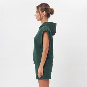 Women Cotton Fleece <b>Sleeveless</b> Hoodies Drop Shoulder Hooded Sweatshirt Ladies Gym Wear <b>Sleeveless</b> Pullover <b>Hoodie</b> - Product Image 3