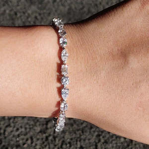 RB <b>Gems</b> Children's VVS Moissanite Tennis <b>Bracelet</b> 925 Sterling Silver Iced Cluster Geometric Diamond Link Multi-Shape Mixed Cut - Product Image 3
