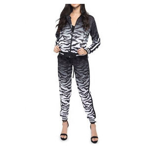 Conjunto Deportivo Casual de Mujer con Estampado Floral Rosa, Chaqueta de Forro Polar con Cremallera y Manga Larga, Corte Regular, para Todas las Temporadas - Product Image 4