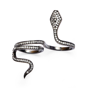 Bague Serpent Victorienne Antique REYES en Argent Sterling 925 avec Diamant Naturel, Bijou Fin et Élégant pour Femme, Fait Main - Product Image 1
