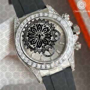 Reloj Cronógrafo de Lujo para Mujer ICEP, con Incrustaciones de Diamantes en Oro Rosa, Correa de Caucho, Caja Redonda de 42 mm, Analógico de Cuarzo - Product Image 4