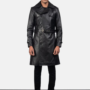 Abrigo de Invierno para Hombre, Personalizado, de Cuero Genuino, Estilo Gabardina, Tejido Impermeable, Corte Ajustado, Ecológico, Transpirable, Cuello en V - Product Image 4