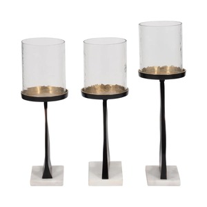 Juego de 3 Portavelas Modernos de Aluminio Negro, Vidrio y Mármol, Soporte Decorativo de Lujo para Velas para Interiores del Hogar a un Precio Accesible - Product Image 6