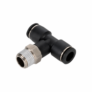 Raccord droit fileté noir mâle-femelle pour tubes pneumatiques, connecteur pneumatique en T noir avec - Product Image 1