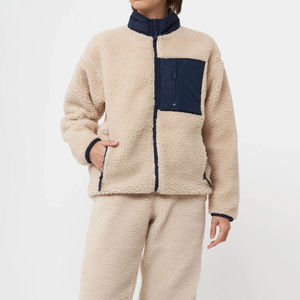 Chaqueta de Forro Polar para Hombre, Talla Grande, Cuello Alto, Cierre de Cremallera, Ropa Casual de Invierno, Color Sólido, Corte Holgado, Manga Regular - Product Image 5