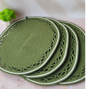Green Macrame <b>Table</b> <b>Mats</b> Handmade Boho Dining <b>Table</b> Decor Placemats for Kitchen Coffee <b>Table</b> and Home Styling From India - Product Image 5