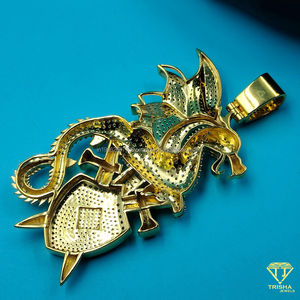 Colgante de Dragón con Diamantes de Imitación Estilo Hip Hop, Chapado en Oro, Plata de Ley 925, Joyería para Hombre - Product Image 5